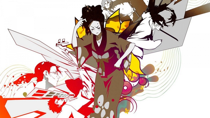 Samurai Champloo characters with abstract art