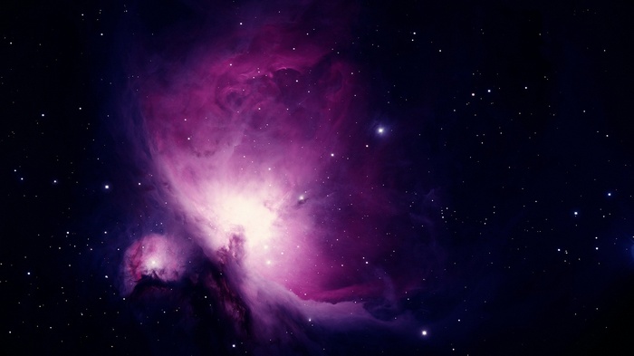 Purple and white nebula in deep space