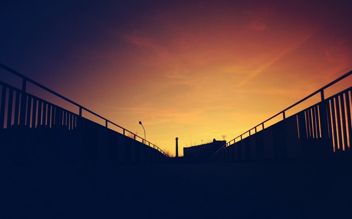City sunset over a bridge