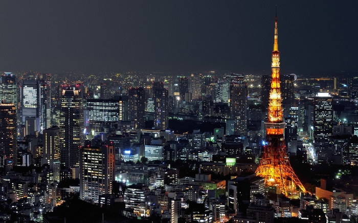Tokyo cityscape at night with Tokyo Tower illuminated