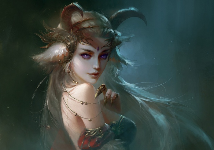 Fantasy artwork of a demon with horns