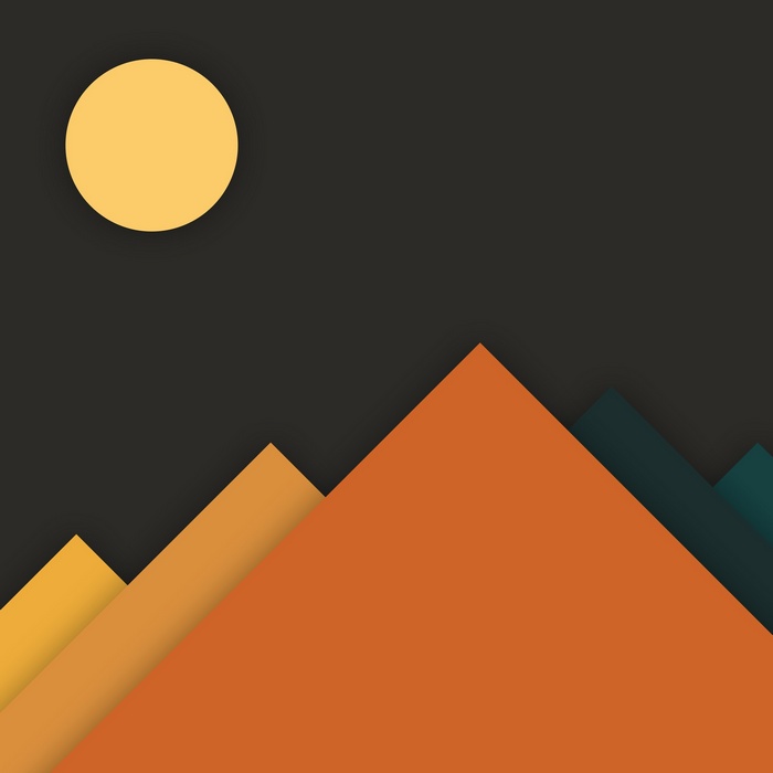 Abstract geometric mountain landscape with a sun