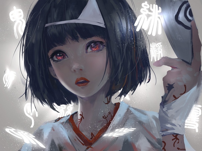 Nora from Noragami holding a mask