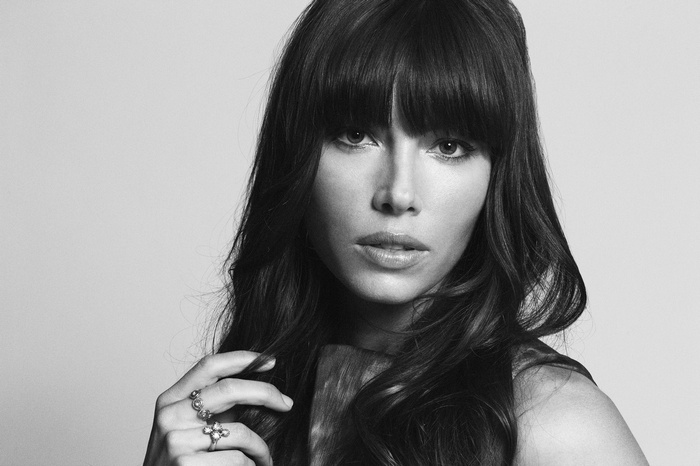 Jessica Biel black and white portrait