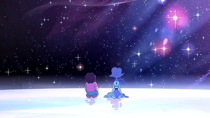 Steven Universe and Lapis Lazuli in a starry sky
