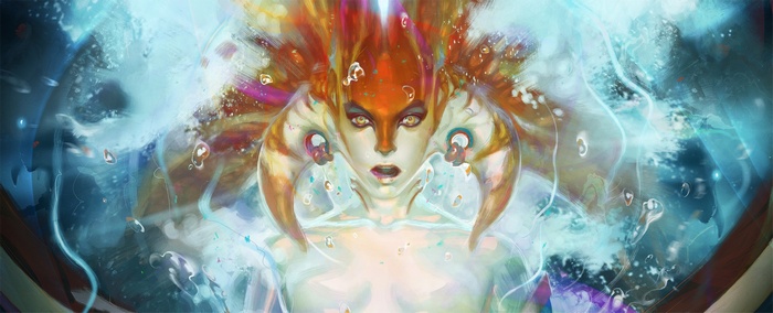 Naga Siren from Dota 2 emerging from water