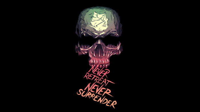 Low-poly skull with motivational text