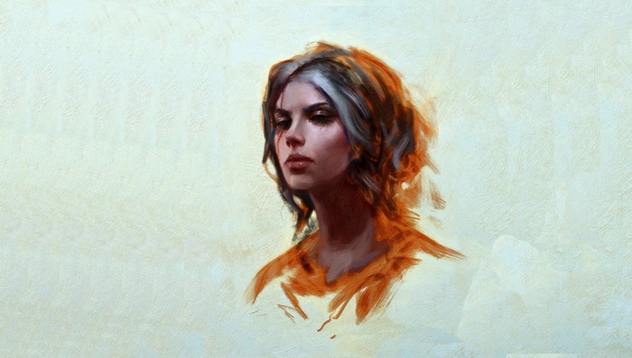 Cirilla Fiona Elen Riannon, The Witcher, The Witcher 3: Wild Hunt, fantasy girl, simple background, artwork, drawing, simple, Ciri, video games