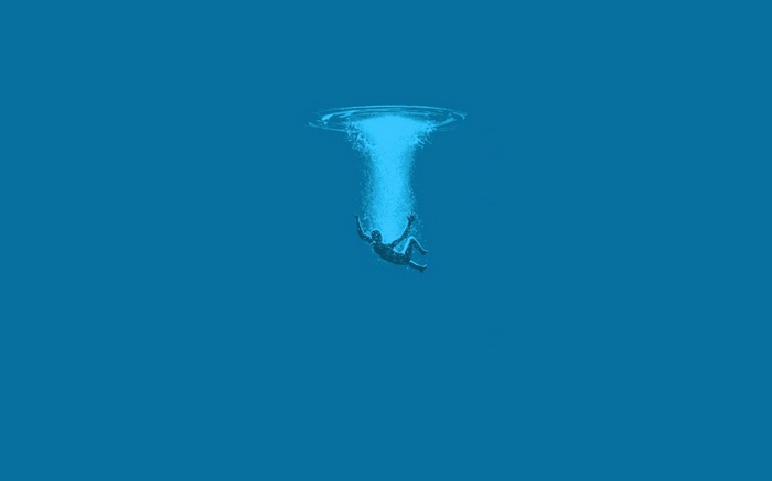 Person falling into water vortex