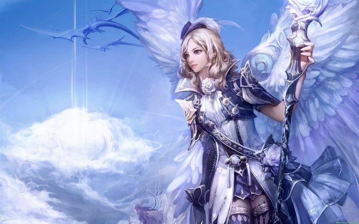 Aion Angel with Wings and Staff