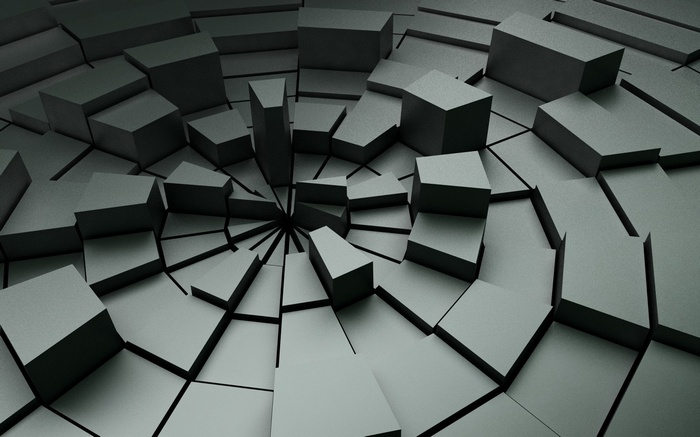 Abstract 3D geometric blocks in a circular pattern