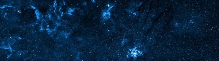 Deep space with blue nebulae and stars