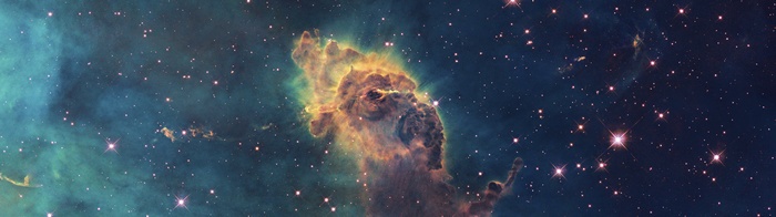Pillars of Creation nebula in space with stars