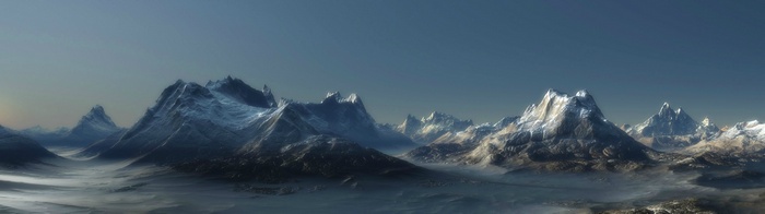 Snow-capped mountains under a clear sky