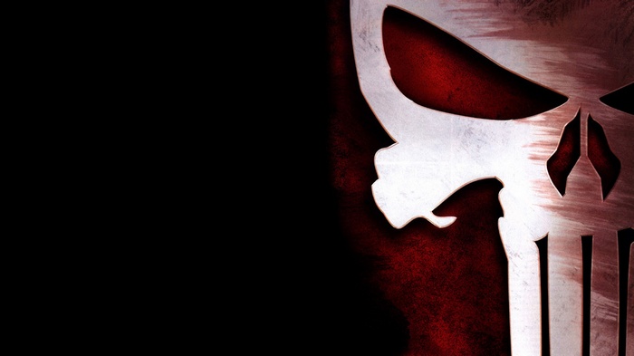 skull, The Punisher, black background, logo, Marvel Comics