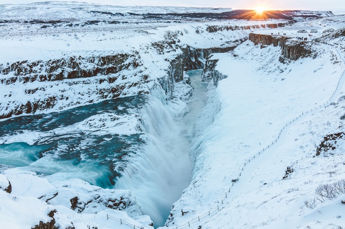 Gullfoss waterfall in Iceland during winter