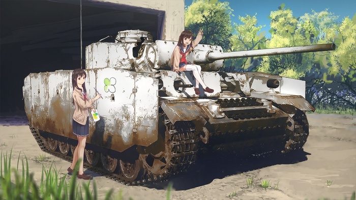 Anime girls with a tank