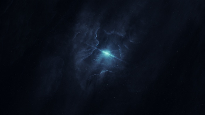 Bright star in a dark nebula in deep space