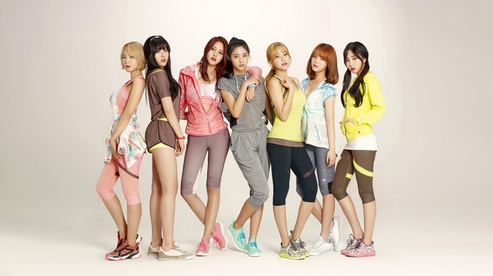 AOA K-pop group posing in athletic wear