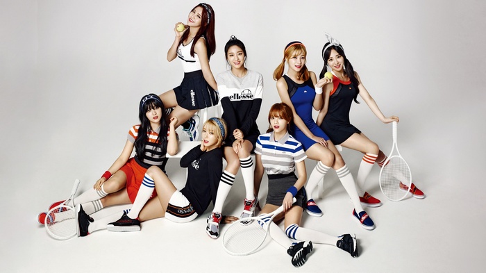 AOA K-pop group in tennis outfits