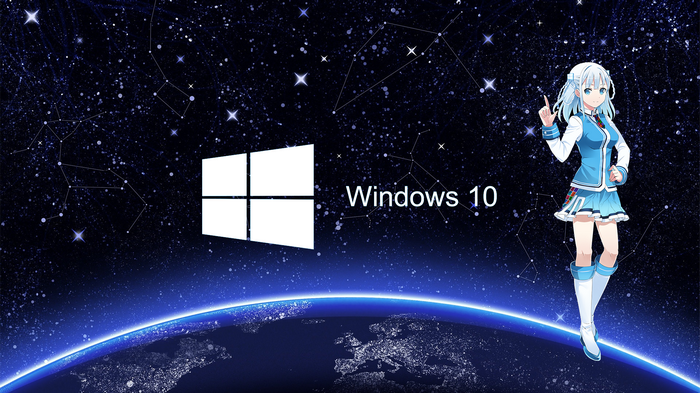 Windows 10 OS-tan Touko Madobe in Space