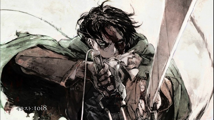 Levi Ackerman from Shingeki no Kyojin with swords