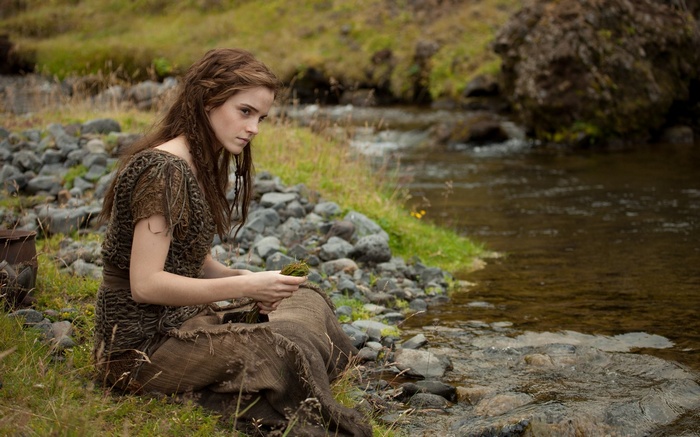 Emma Watson in Noah movie by a river