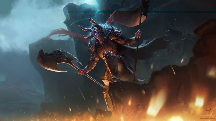 Legion Commander from Dota 2 in battle