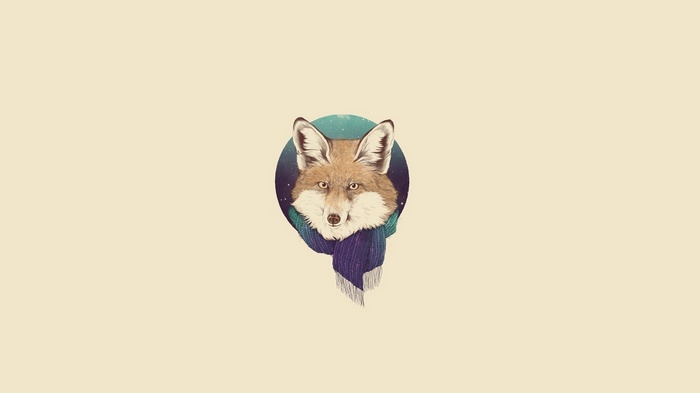 Minimalist illustration of a fox wearing a scarf
