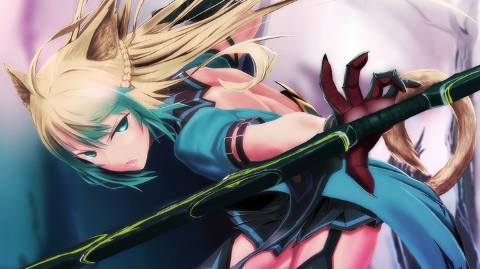 Archer of Red with Cat Ears Holding a Sword