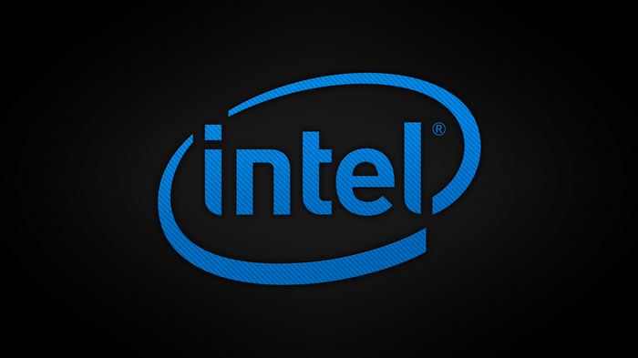 Intel logo on a black background