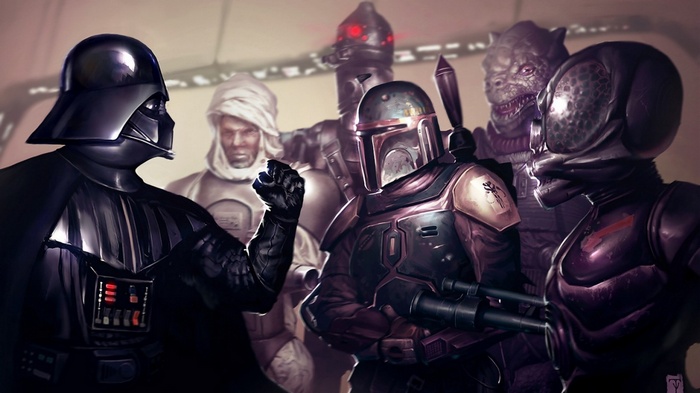 Darth Vader and Bounty Hunters in Star Wars
