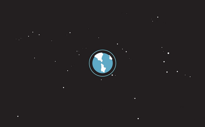 Minimalist illustration of Earth in space with stars