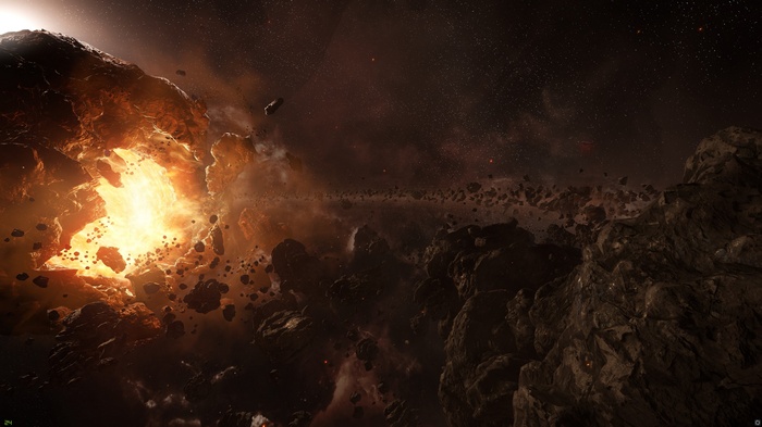 Star Citizen asteroid explosion in space