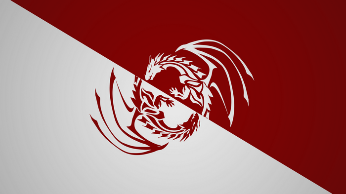 Yin Yang Dragons Red and White
