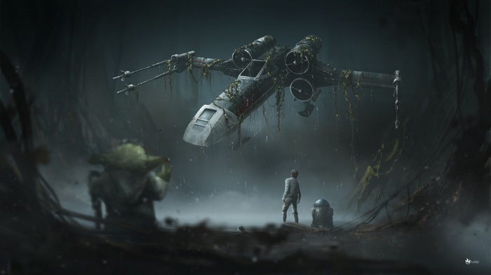 Star Wars X-wing with Luke Skywalker and R2-D2