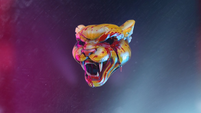 Hotline Miami Tiger Head with Blood