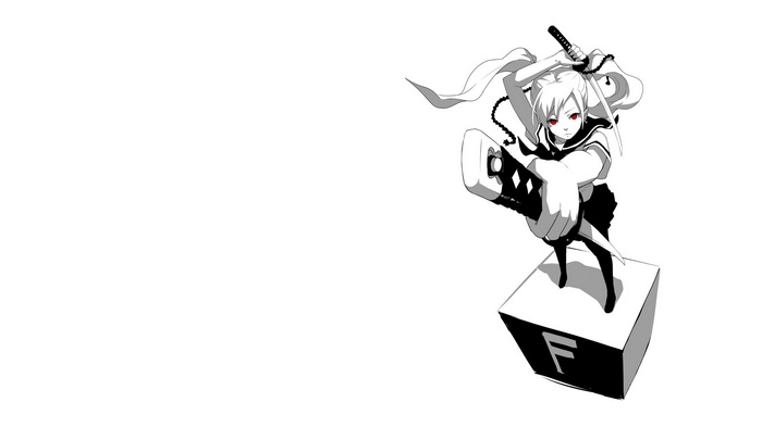 Anime girl with katana and red eyes