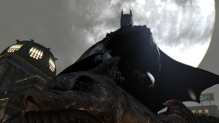 Batman: Arkham Origins - Batman on a gargoyle at night