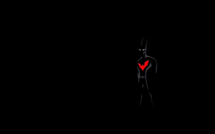 Minimalist Batman Beyond silhouette with red emblem