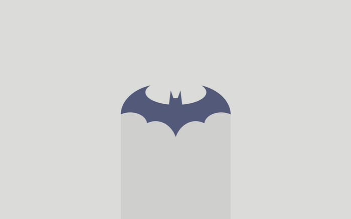 Minimalist Batman logo on a gray background