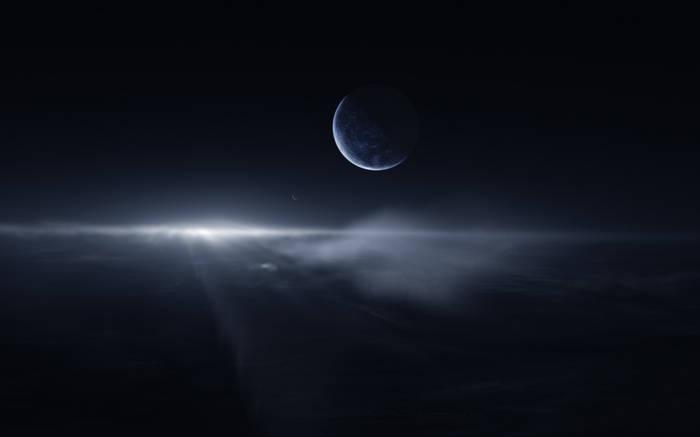 Space art with planets and dust