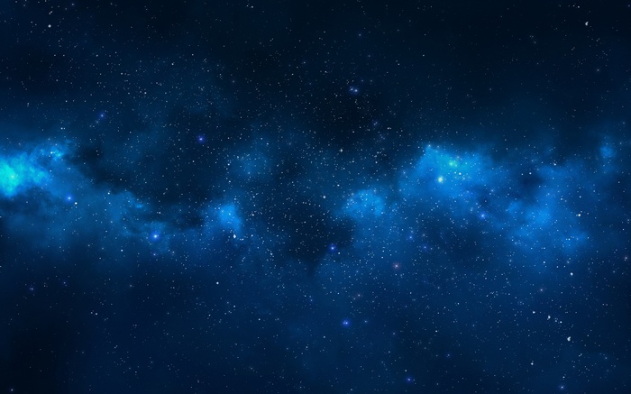 Deep space with stars and blue nebula clouds