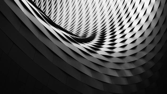 Abstract monochrome architectural facade with repeating patterns