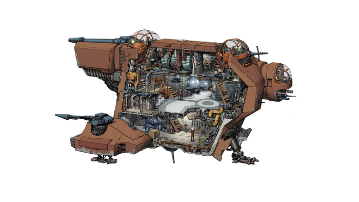 Star Wars spaceship cutaway with interior details
