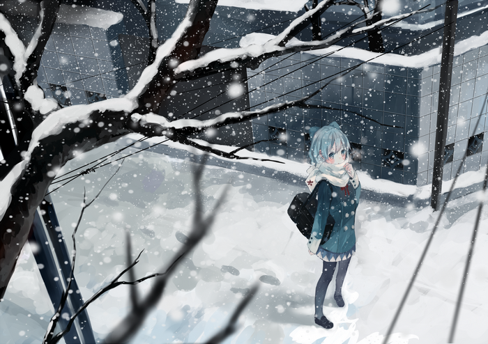 Touhou's Cirno in a Snowy City