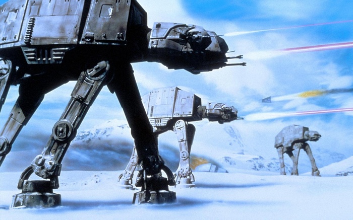 Star Wars AT-AT walkers in a snowy battle