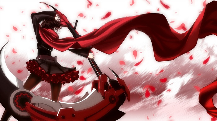 Ruby Rose with scythe and red petals