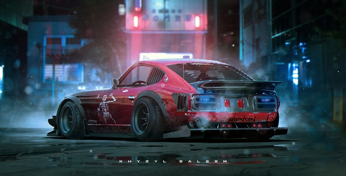 Datsun 240Z , render, RS Watanabe, car, JDM, Datsun, artwork, Khyzyl Saleem