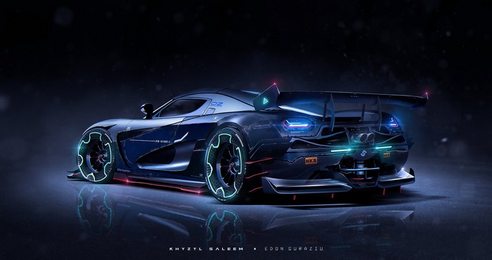 Koenigsegg Agera R hypercar with neon accents